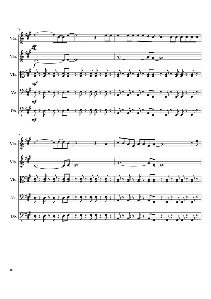 Page 10 of the piano sheet music PDF – Viva la Vida Violin by Oreboy