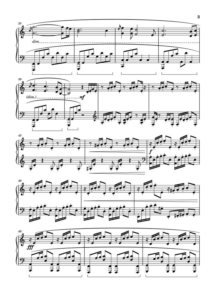 Page 3 of the piano sheet music PDF Piano – Otherside Piano by Arr. by Tillman