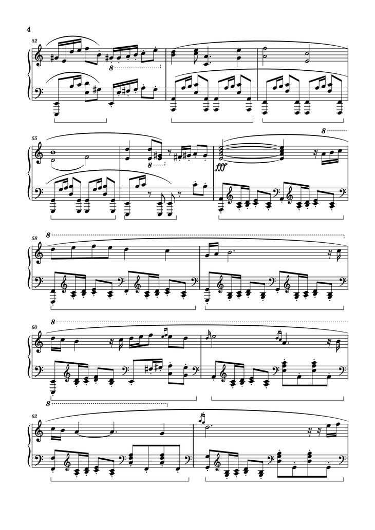 Page 4 of the piano sheet music PDF Piano – Otherside Piano by Arr. by Tillman
