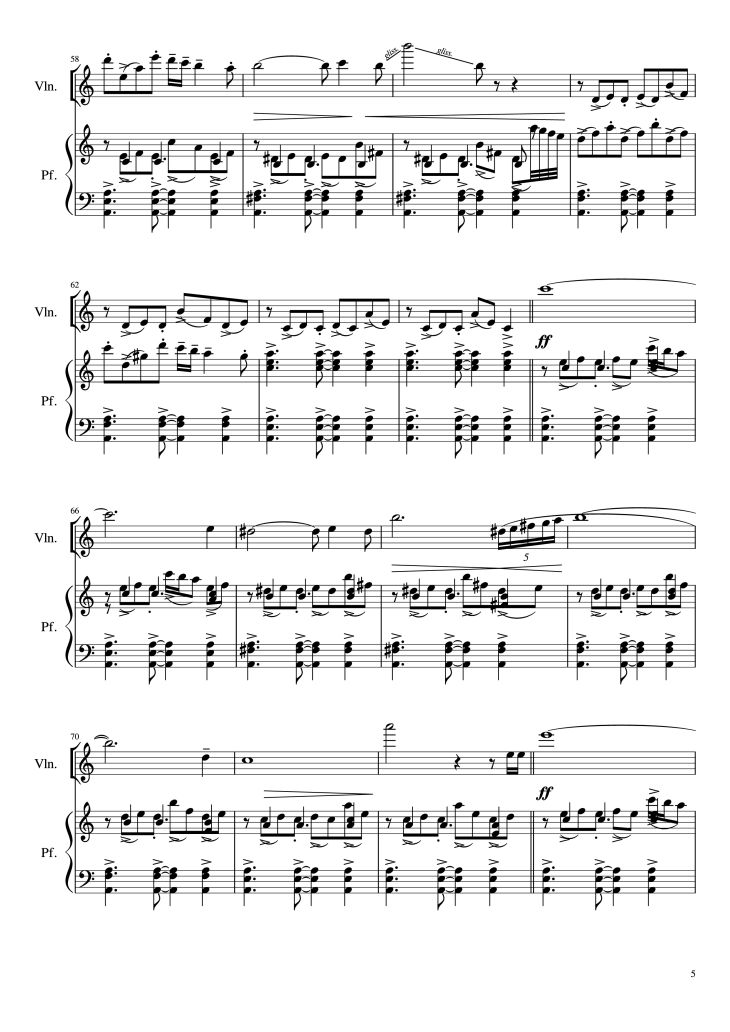 Page 5 of the piano sheet music PDF Piano – Libertango Piano vs Violin by Astor Piazzolla