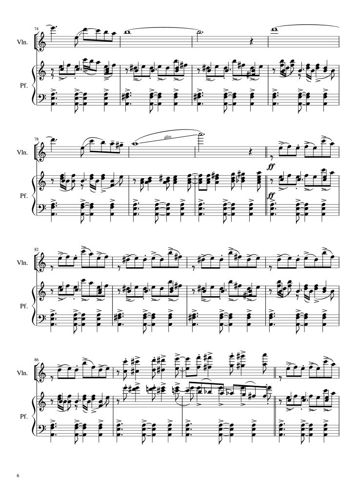 Page 6 of the piano sheet music PDF Piano – Libertango Piano vs Violin by Astor Piazzolla