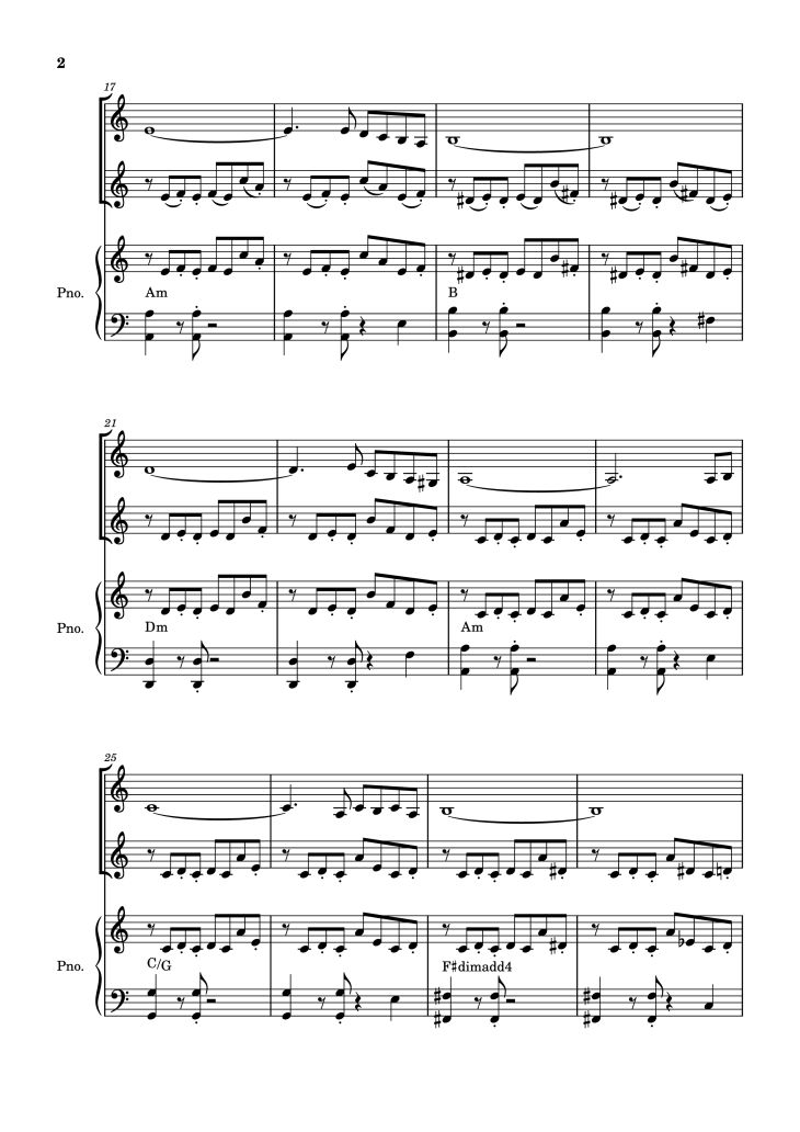 Page 2 of the piano sheet music PDF Piano – Libertango Piano vs 2 violins by Astor Piazzola