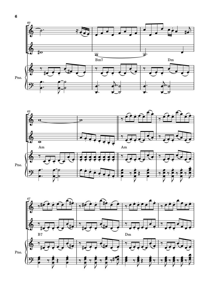 Page 6 of the piano sheet music PDF Piano – Libertango Piano vs 2 violins by Astor Piazzola
