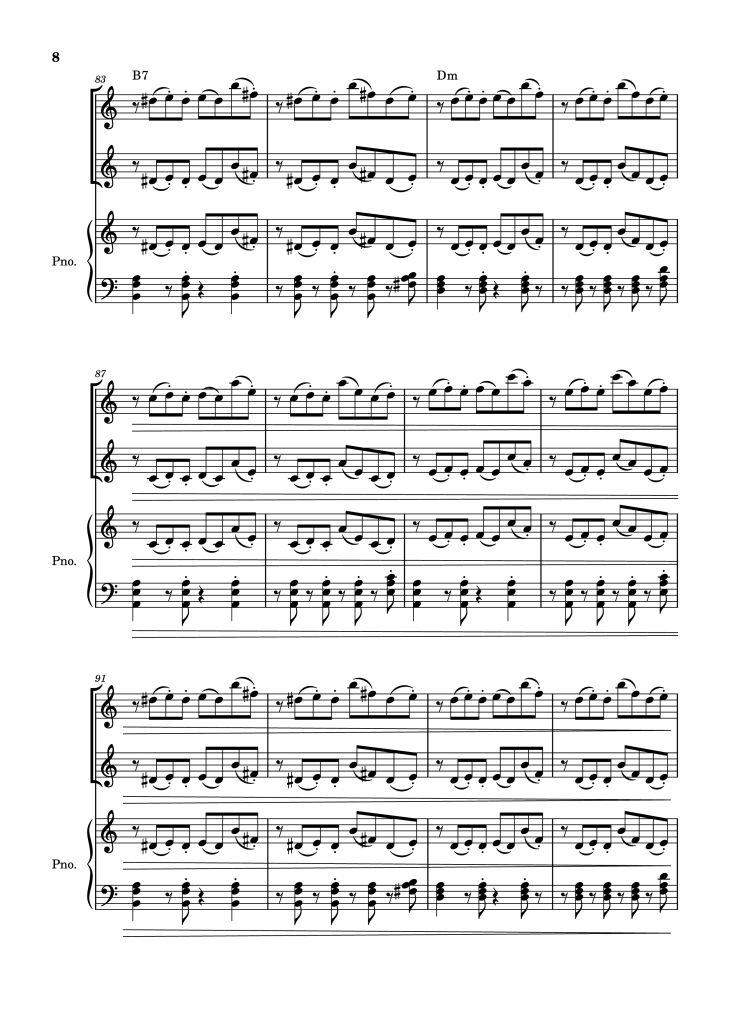 Page 8 of the piano sheet music PDF Piano – Libertango Piano vs 2 violins by Astor Piazzola