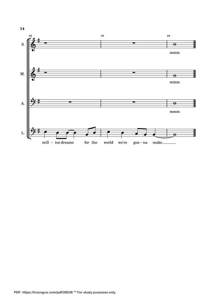 Page 14 of the piano sheet music PDF Piano – A Million Dreams Piano by EaTeN4l1v3