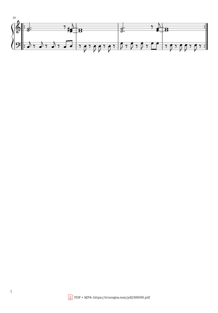 Page 2 of the piano sheet music PDF Piano – Viva La Vida Piano EASY by Coldplay