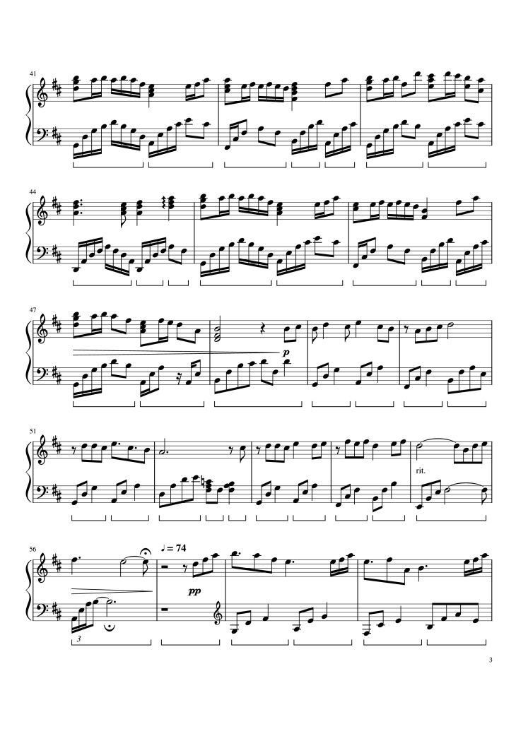 Page 3 of the piano sheet music PDF Piano – Windy Hill Piano by 羽肿
