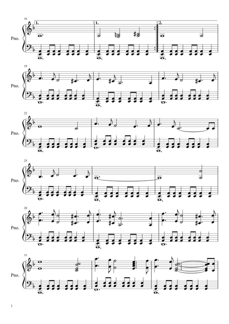 Page 2 of the piano sheet music PDF Piano – Conquest of Paradise Piano by Vangelis