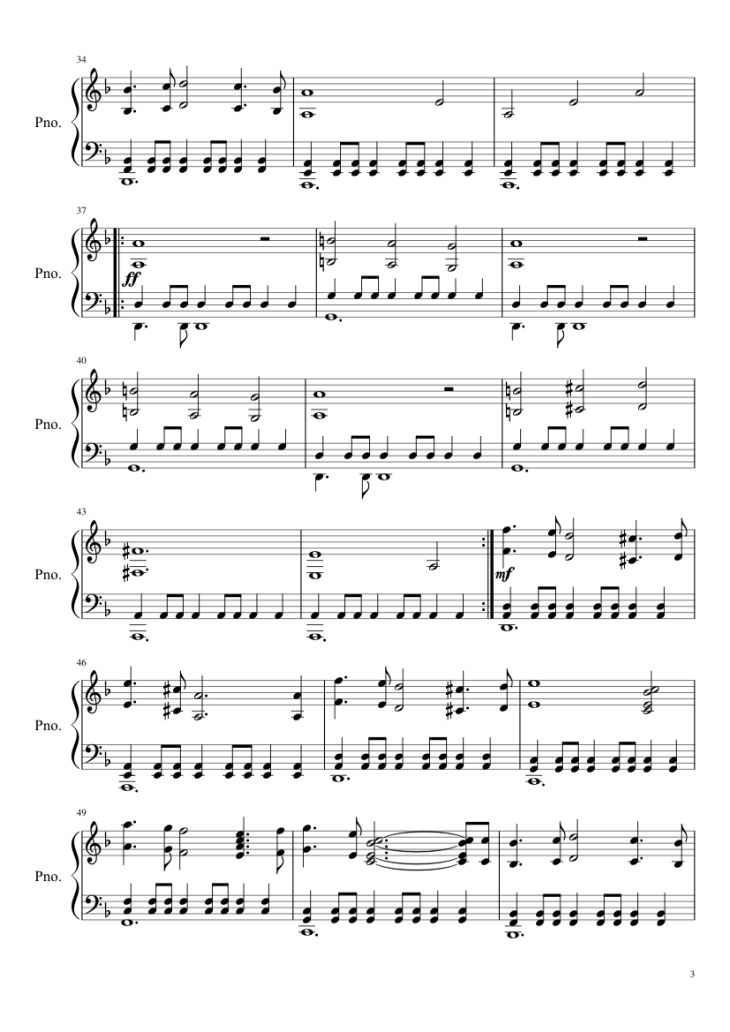 Page 3 of the piano sheet music PDF Piano – Conquest of Paradise Piano by Vangelis