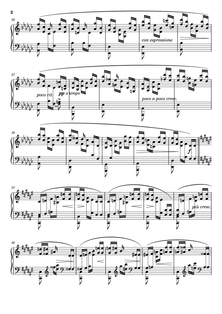 Page 2 of the piano sheet music PDF Piano – Étude Caractéristique No. 6 in F♯ Major by Adolf von Henselt