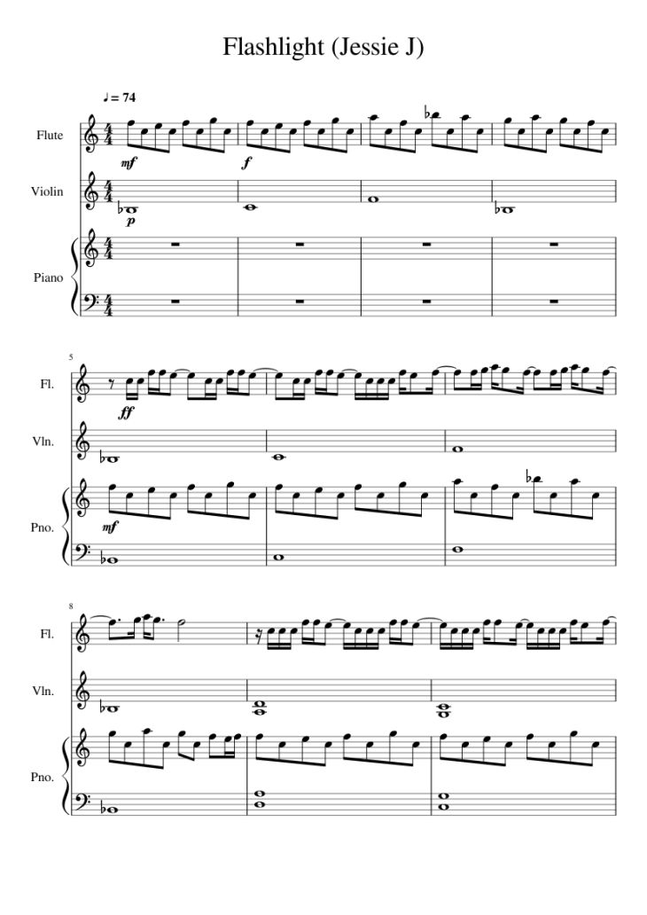 Page 1 of the piano sheet music PDF Piano – Flashlight (Jessie J) Piano by Composer