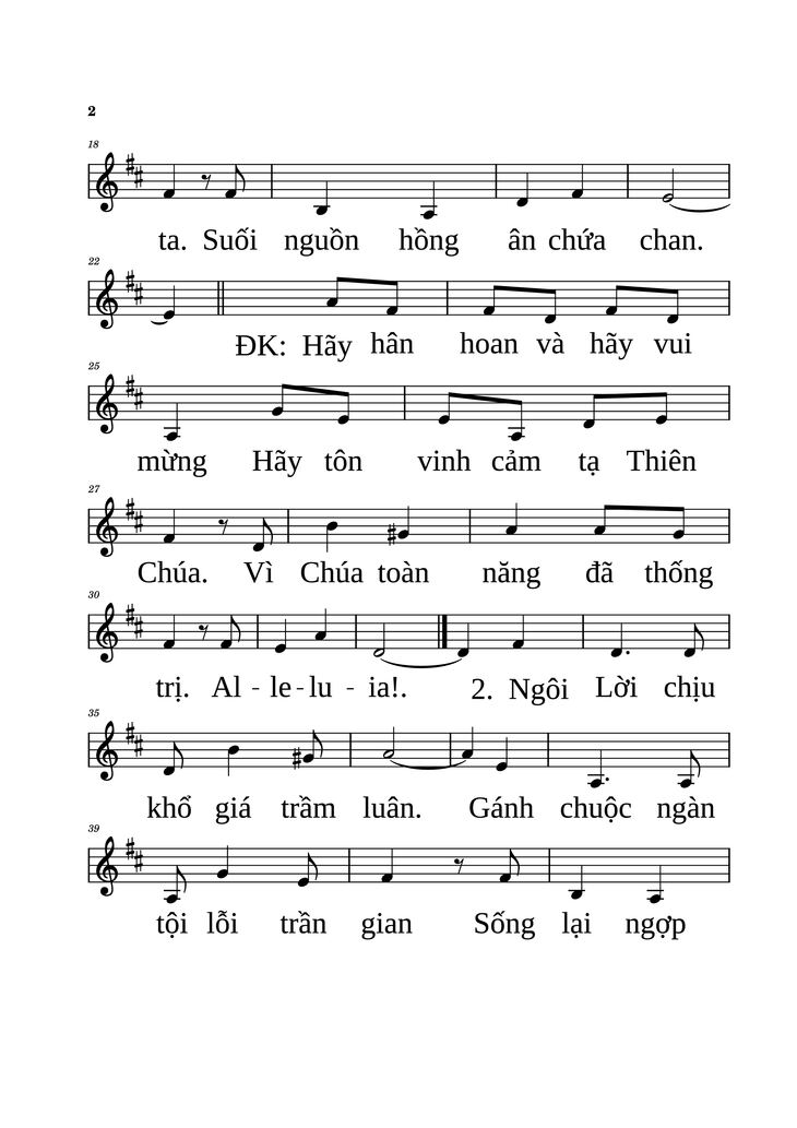 Page 2 of the piano sheet music PDF – Hãy hân hoan by Ngọc Linh