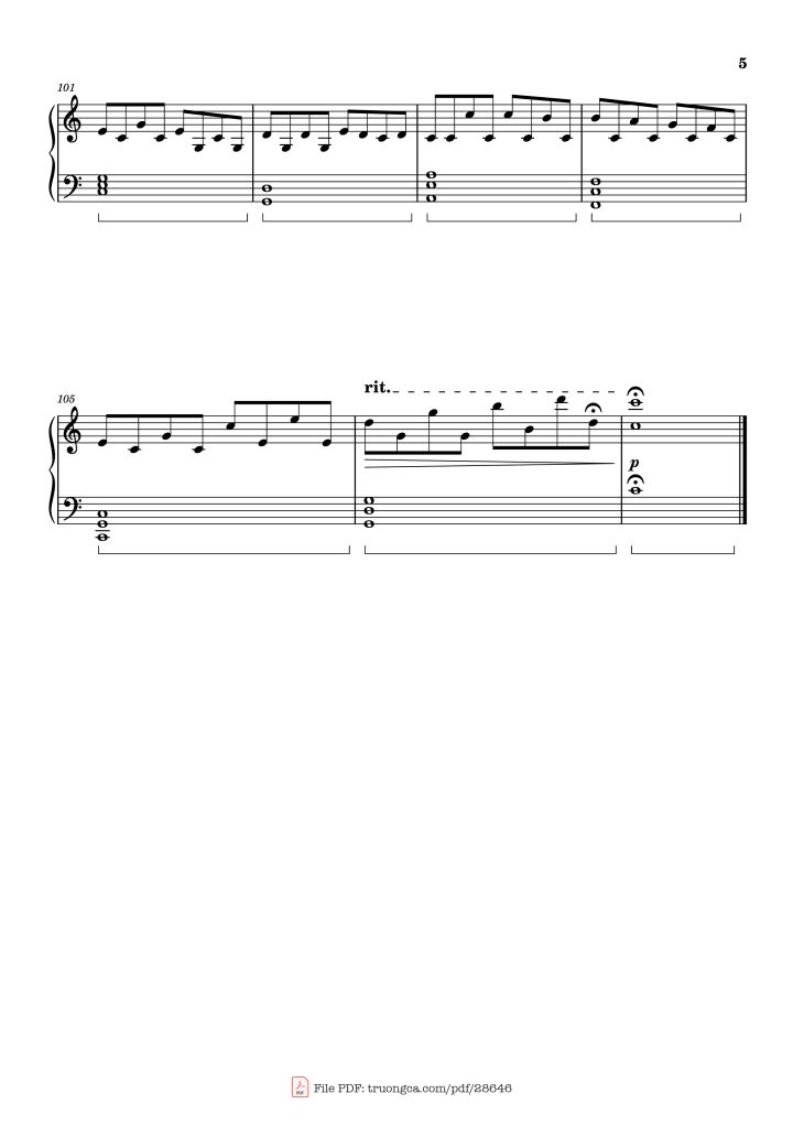 Page 5 of the piano sheet music PDF Piano – FOUR LETTERS Piano by Arr.: Dave