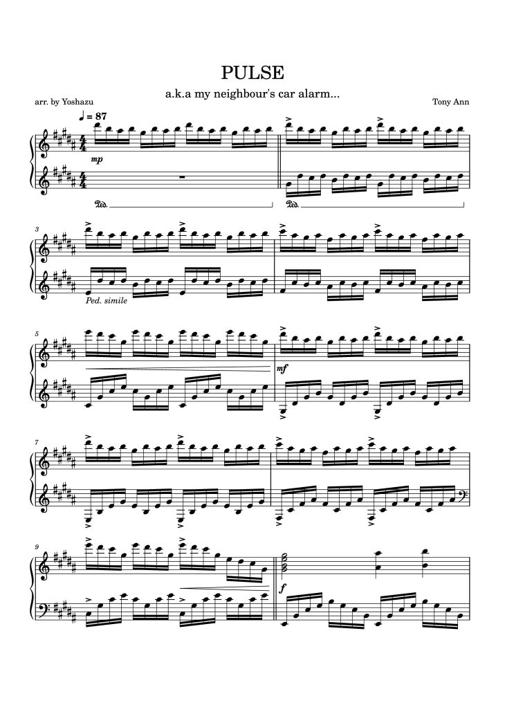 Page 1 of the piano sheet music PDF Piano – PULSE Piano by Tony Ann