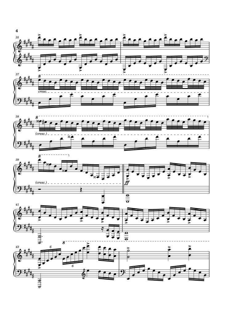 Page 4 of the piano sheet music PDF Piano – PULSE Piano by Tony Ann