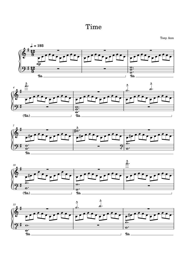 Page 1 of the piano sheet music PDF Piano – Time Piano by Tony Ann