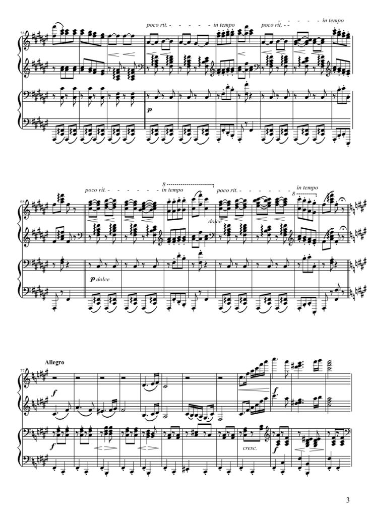 Page 3 of the piano sheet music PDF Piano – Hungarian Dance No. 5 (4 hands Piano) by Johannes Brahms