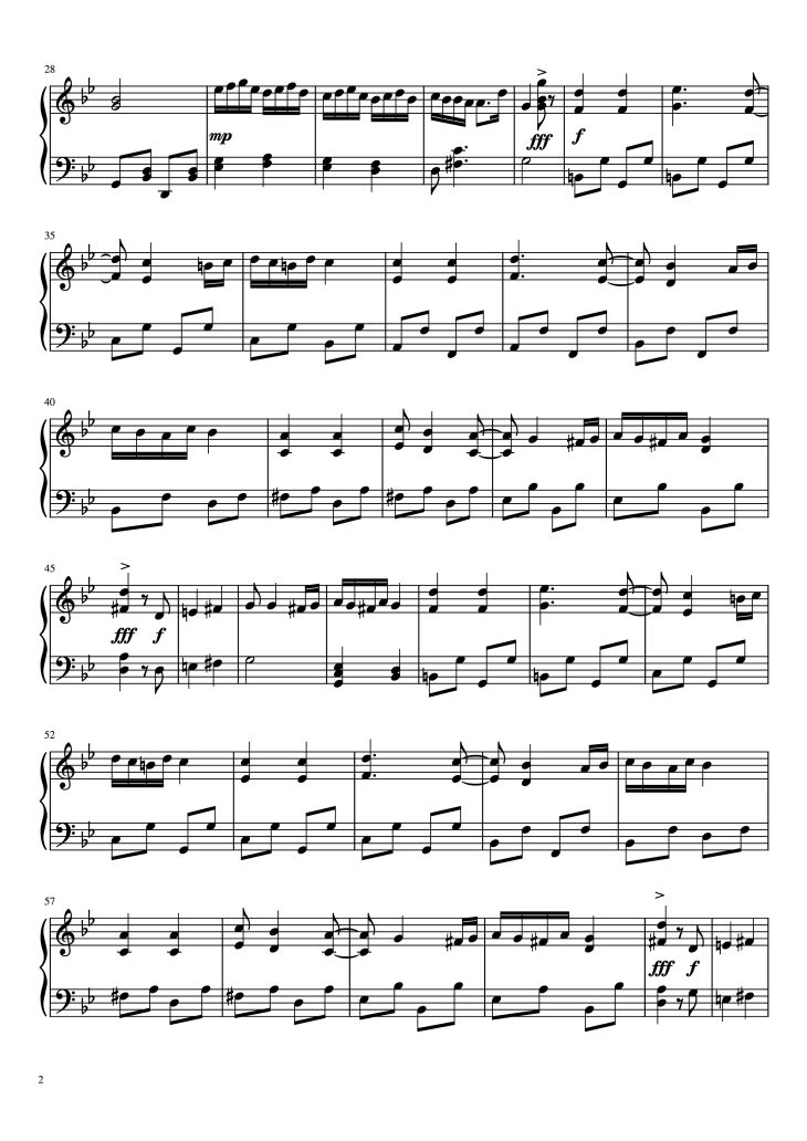 Page 2 of the piano sheet music PDF Piano – Hungarian Dance NO. 5 Piano (Easy) by JOHANNES BRAHMS