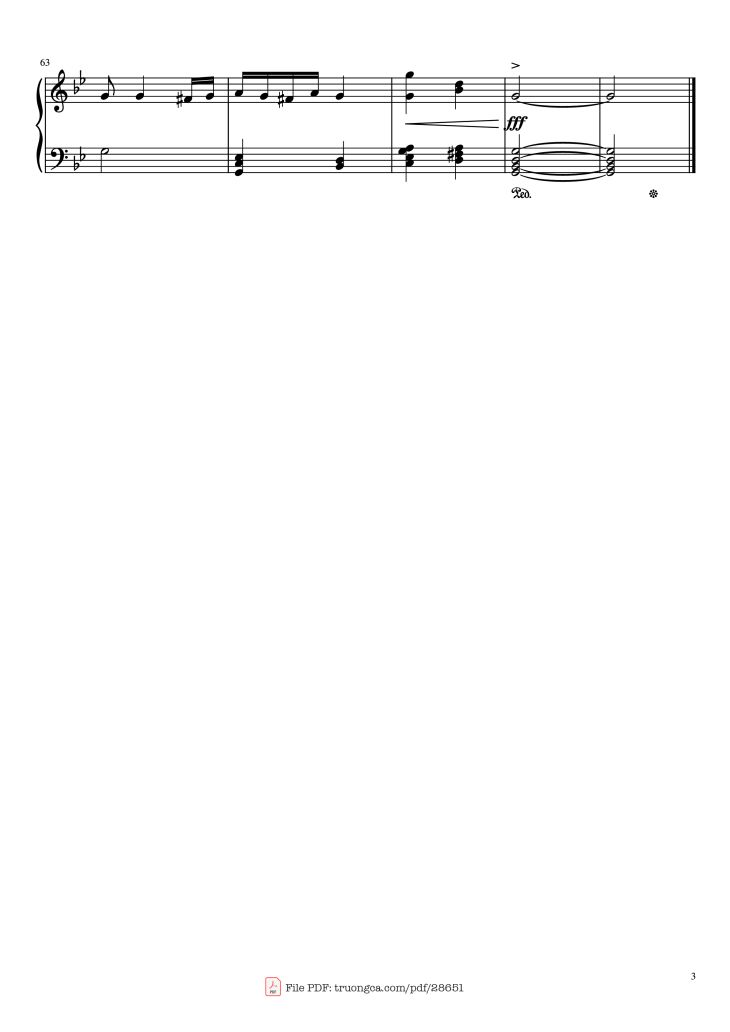 Page 3 of the piano sheet music PDF Piano – Hungarian Dance NO. 5 Piano (Easy) by JOHANNES BRAHMS