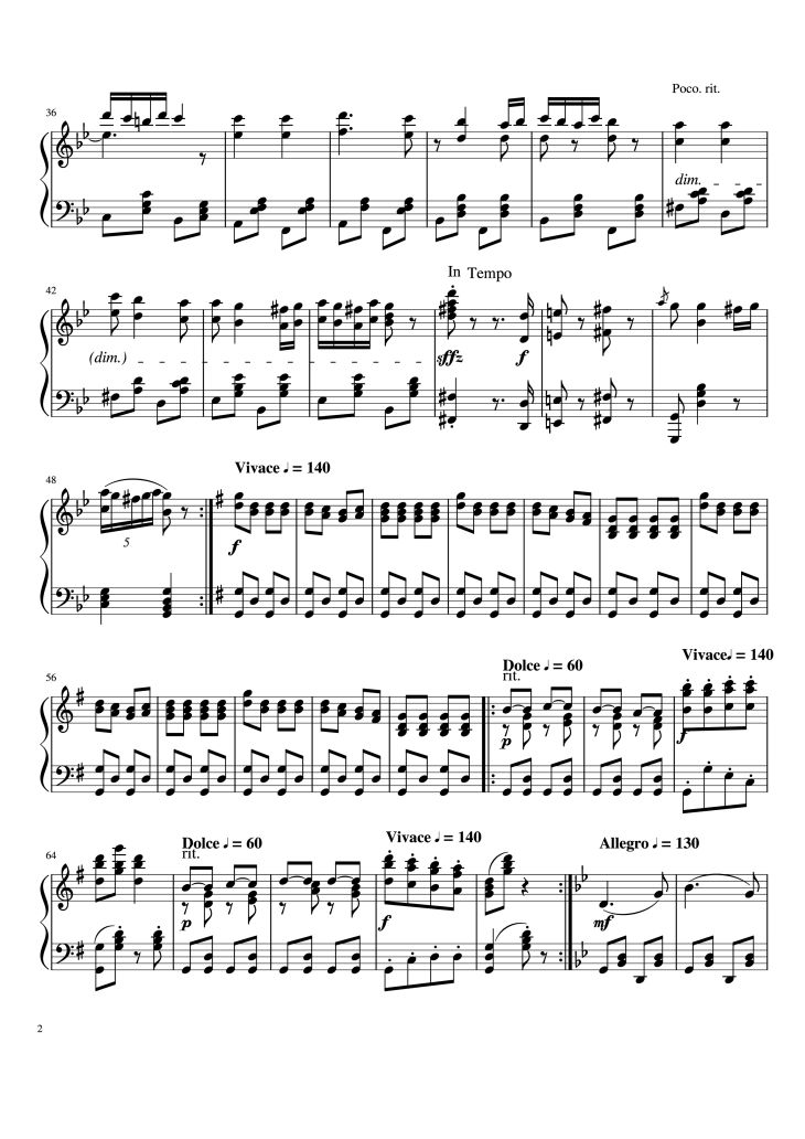 Page 2 of the piano sheet music PDF Piano – Hungarian Dance No. 5 Piano by Johannes Brahms