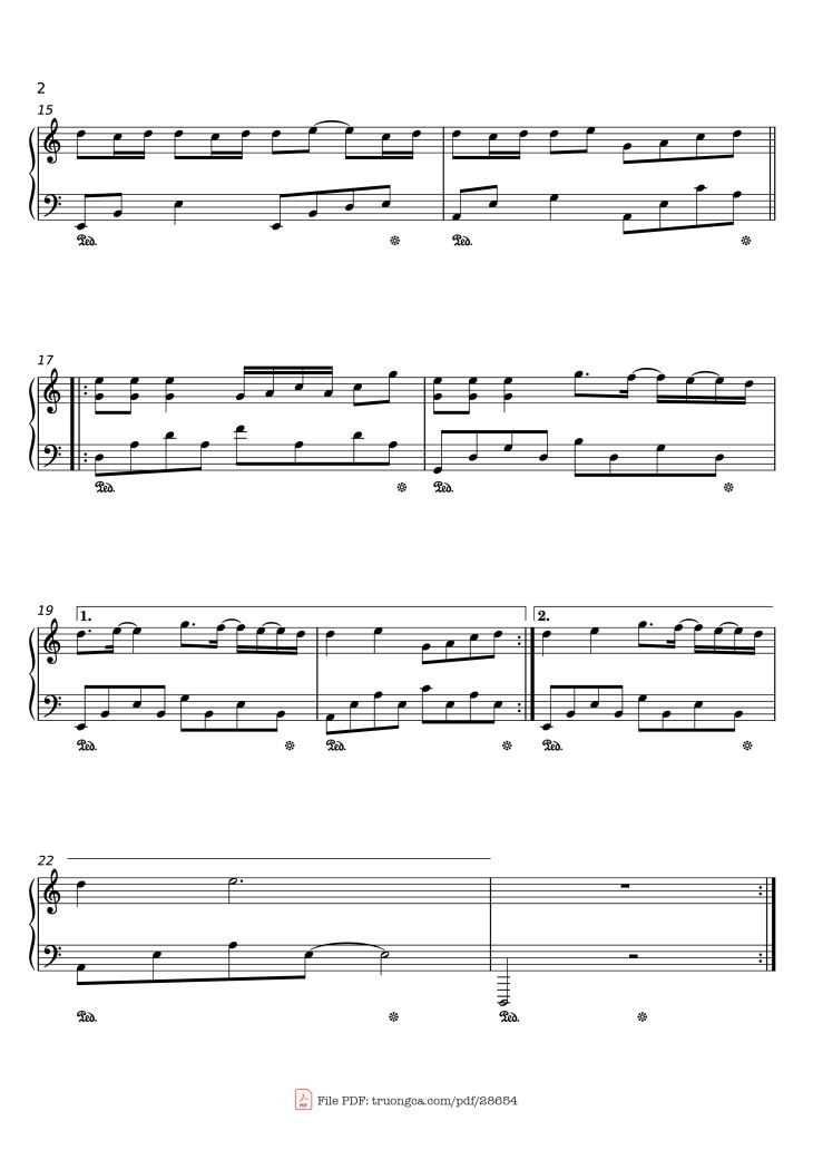 Page 2 of the piano sheet music PDF Piano – Tháng Năm Piano by Soobin Hoàng Sơn