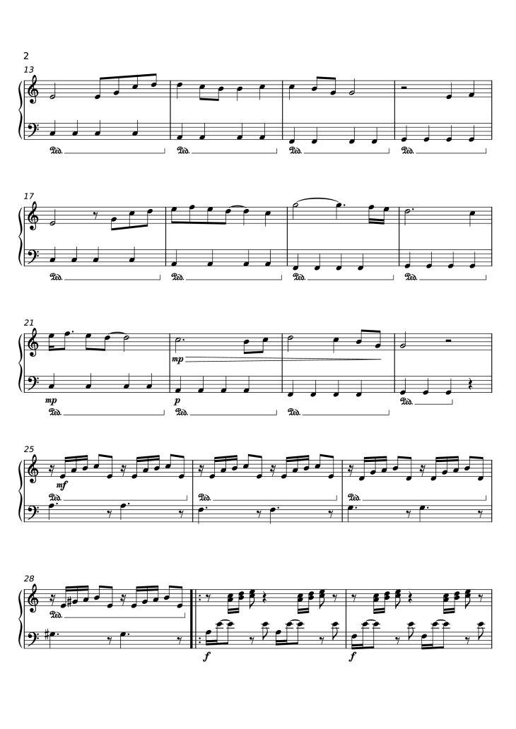 Page 2 of the piano sheet music PDF Piano – Otherside - Minecraft Easy Piano by Lena Raine