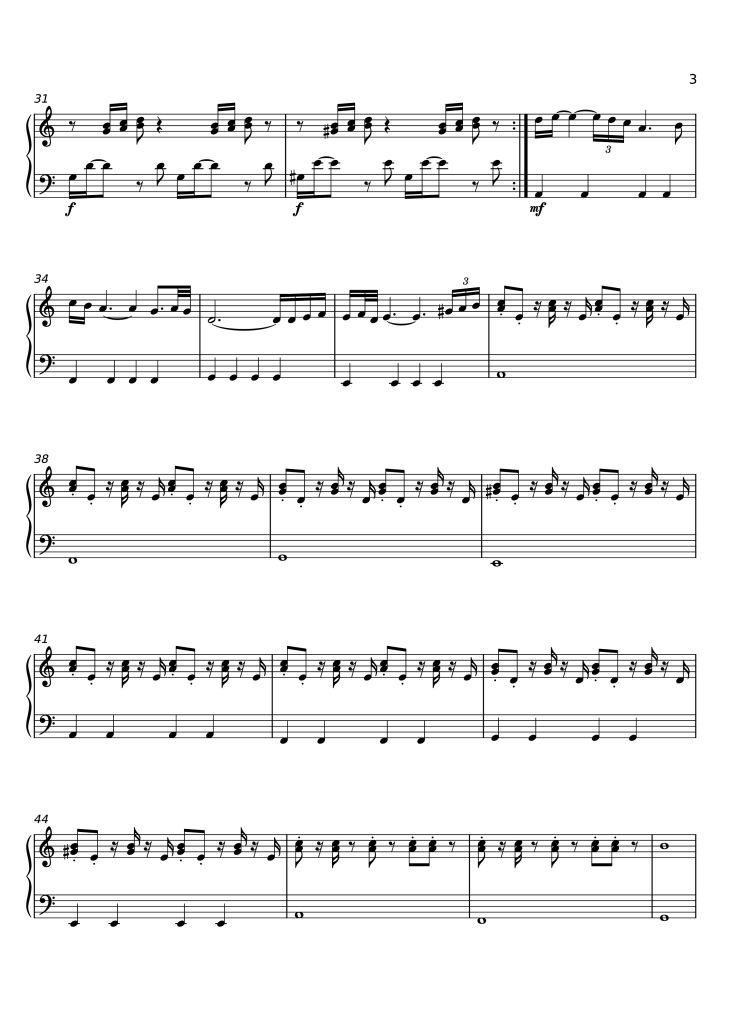 Page 3 of the piano sheet music PDF Piano – Otherside - Minecraft Easy Piano by Lena Raine