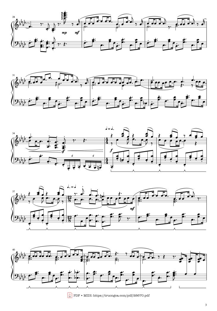 Page 3 of the piano sheet music PDF Piano – Lemon tree Piano by PETER FREUDENTHALER
