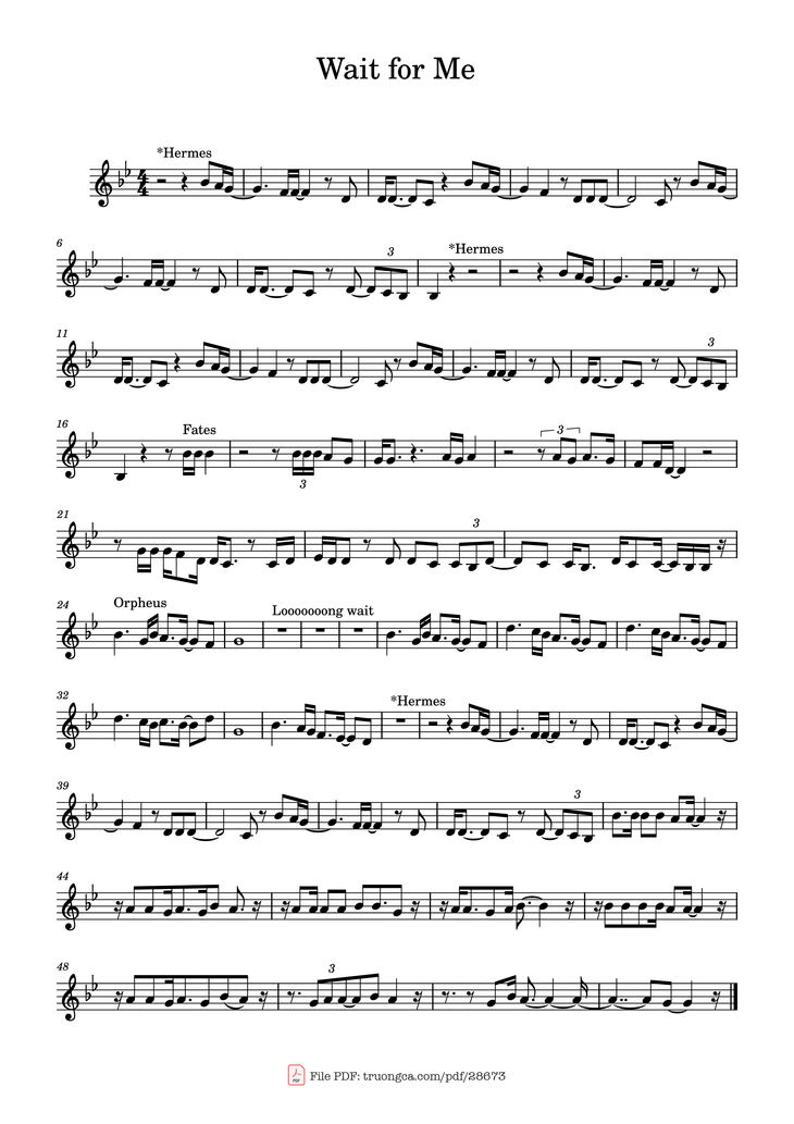 Page 1 of the piano sheet music PDF Piano – Wait for Me Piano by Undefined