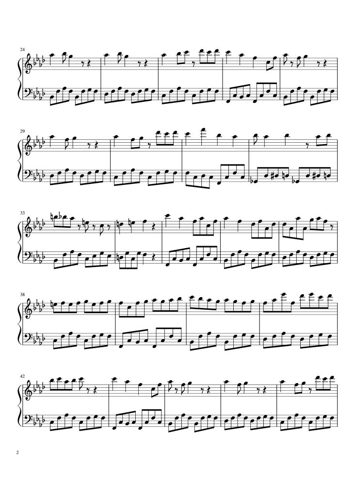 Page 2 of the piano sheet music PDF Piano – Spider Dance Piano by Toby Fox