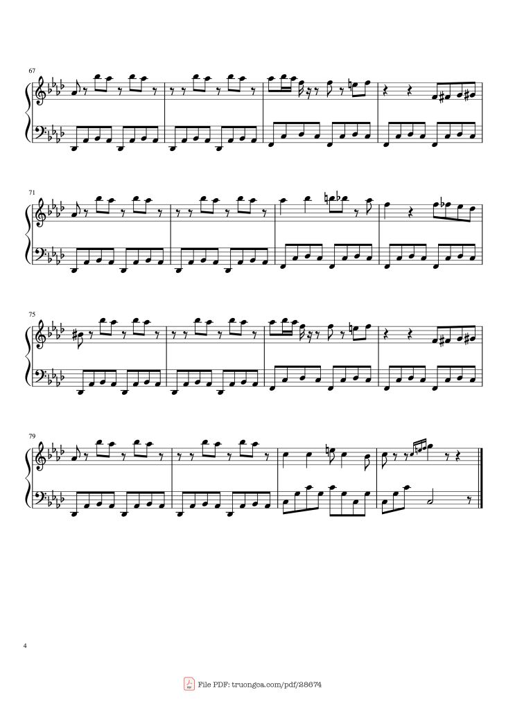 Page 4 of the piano sheet music PDF Piano – Spider Dance Piano by Toby Fox