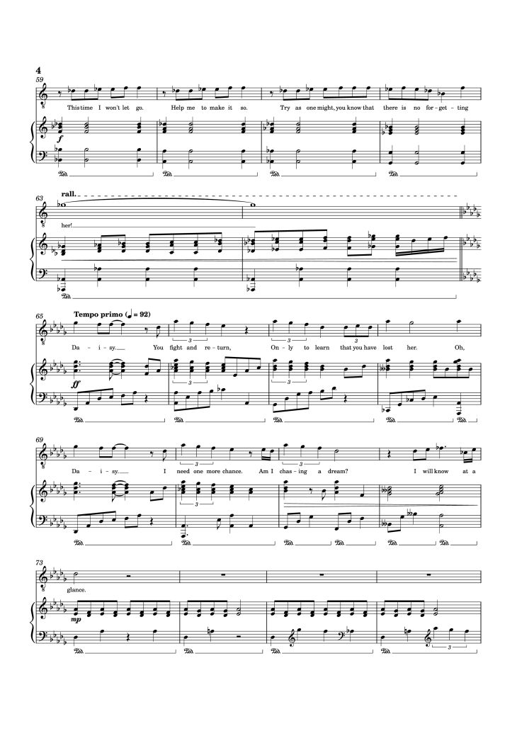 Page 4 of the piano sheet music PDF Piano – For Her Piano by Music and Lyrics by