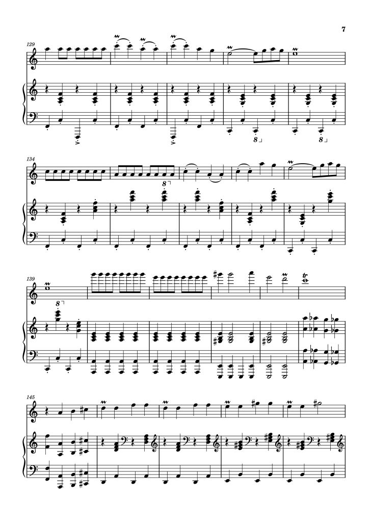 Page 7 of the piano sheet music PDF Piano – Vírgenes del sol Piano by Compositor: Jorge Bravo de Rueda