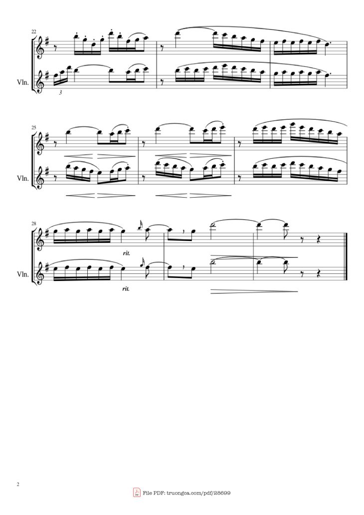 Page 2 of the piano sheet music PDF – Flower Duet Violin by Composed by: Léo Delibes Arr. Felipe Caldeira