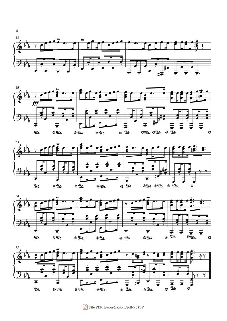 Page 4 of the piano sheet music PDF Piano – Never Be Alone Piano by Shadrow