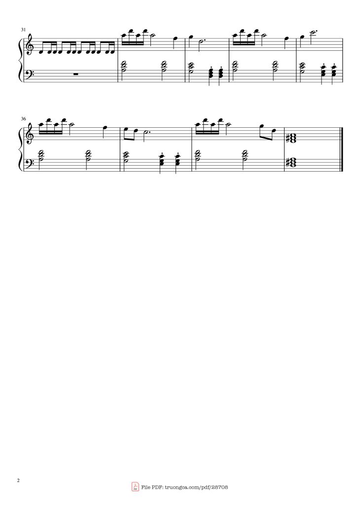 Page 2 of the piano sheet music PDF Piano – The Good, The Bad and The Ugly Piano by Ennio Morricone