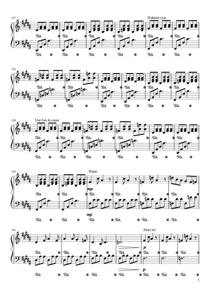 Page 5 of the piano sheet music PDF Piano – Mr/Mme Piano by Loïc Nottet