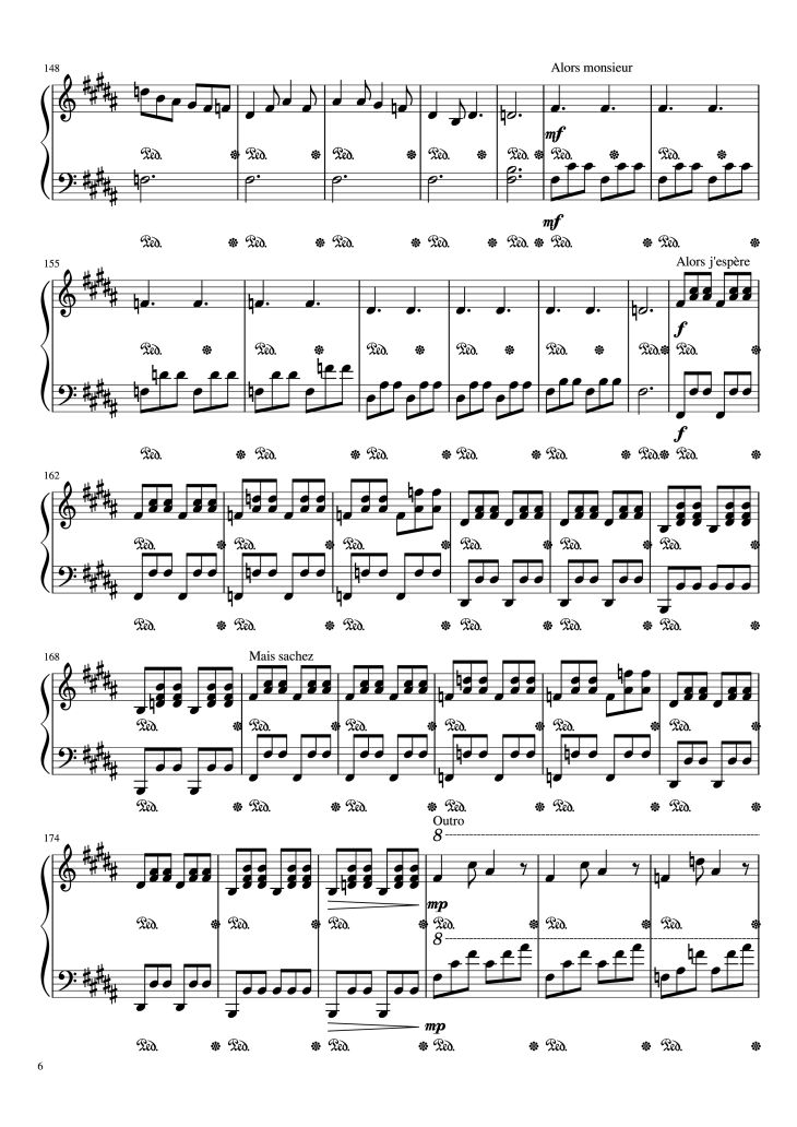 Page 6 of the piano sheet music PDF Piano – Mr/Mme Piano by Loïc Nottet