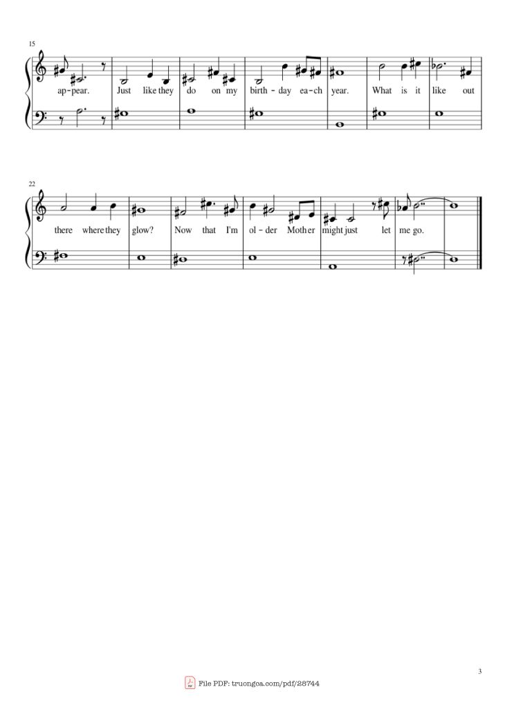 Page 3 of the piano sheet music PDF – Tangled- When Will My Life Begin (Easy) Piano by Arranged By: Naomi Van Tassell