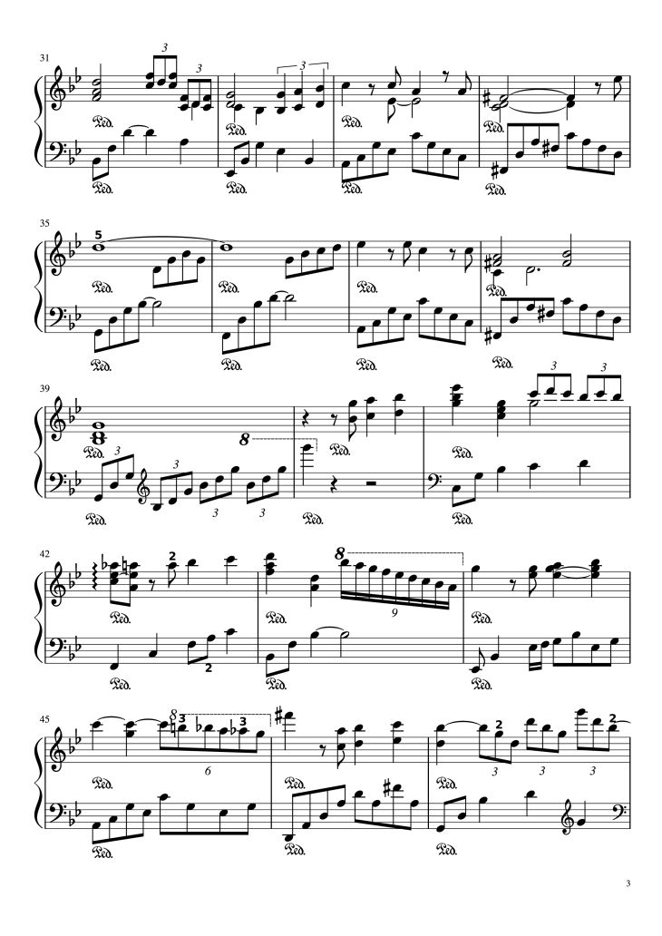 Page 3 of the piano sheet music PDF Piano – Autumn Leaves Piano by Joseph Kosma