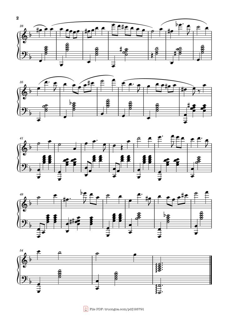 Page 2 of the piano sheet music PDF Piano – Weaved Piano Transcription by Sebastian Reuten