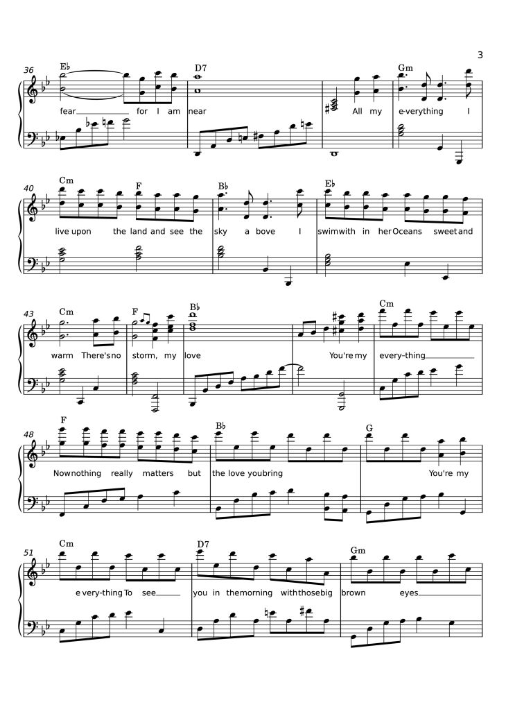 Page 3 of the piano sheet music PDF Piano – You
