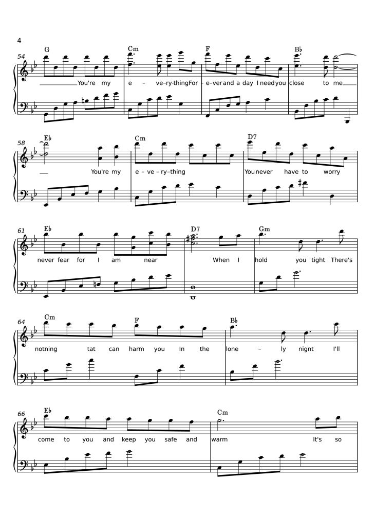 Page 4 of the piano sheet music PDF Piano – You
