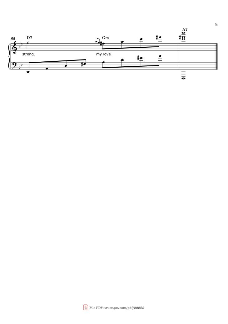 Page 5 of the piano sheet music PDF Piano – You