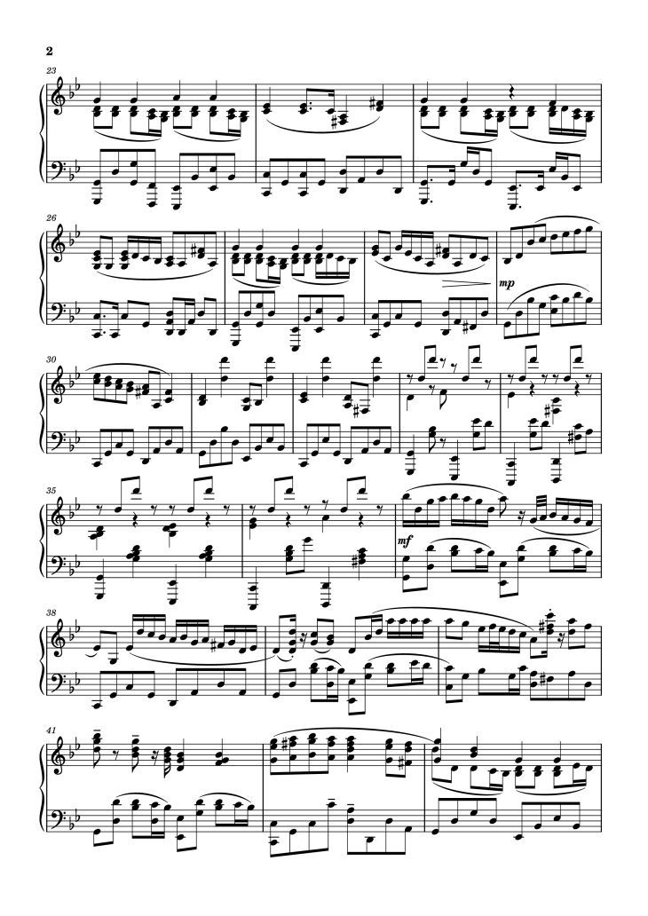 Page 2 of the piano sheet music PDF Piano – Old Lumière - Révérence Piano by Lorien Testard