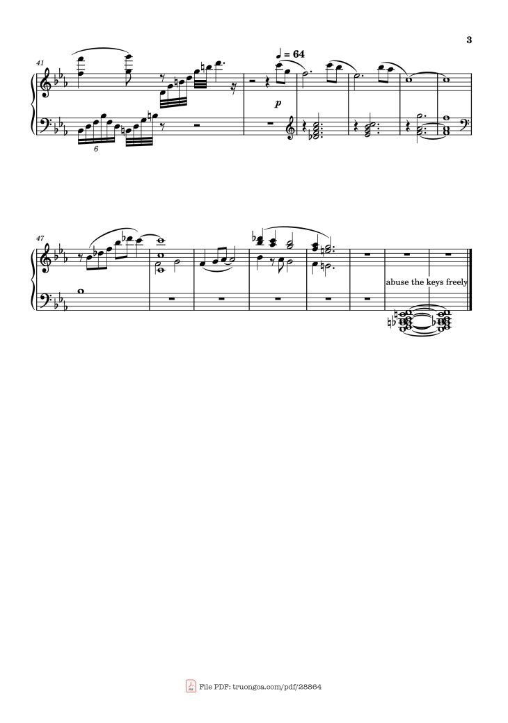 Page 3 of the piano sheet music PDF Piano – Renoir Piano by Lorien Testard