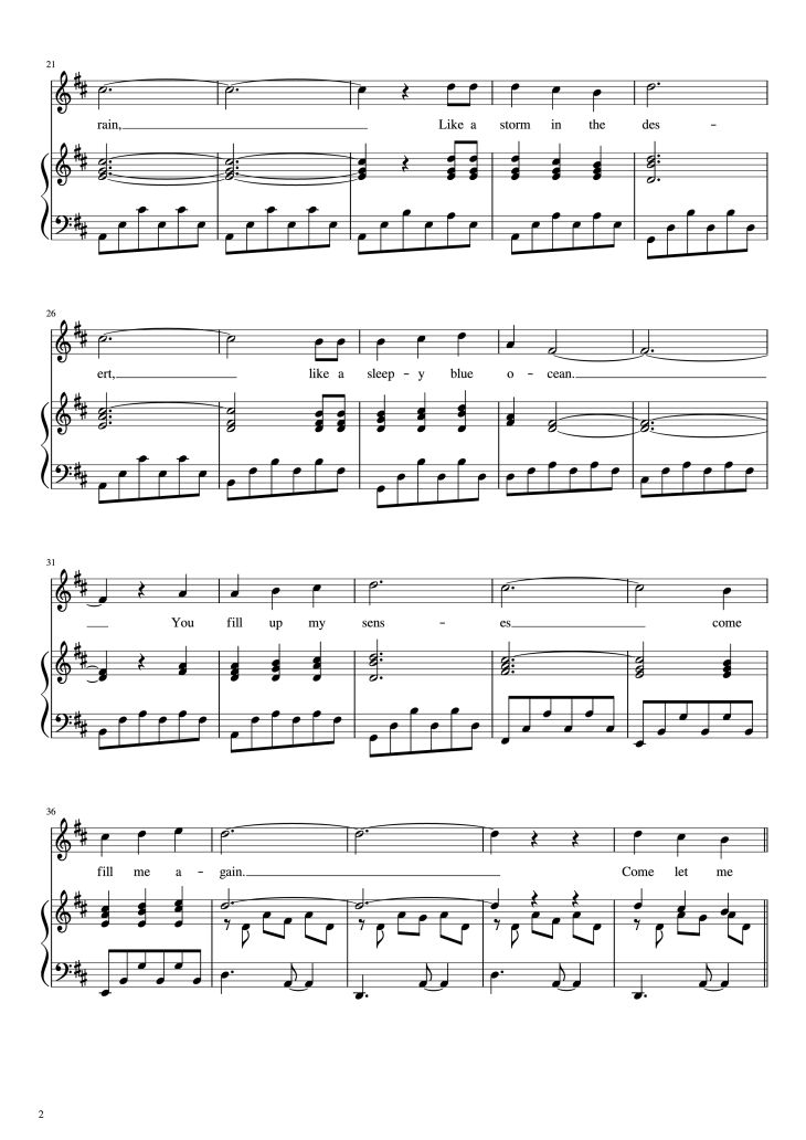 Page 2 of the piano sheet music PDF Piano – score-cdc1236efb01c417b9411daee2e0ff99 Piano by Undefined