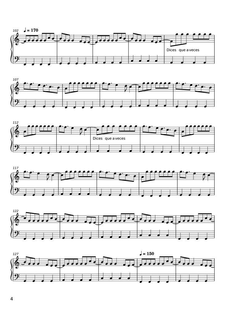 Page 4 of the piano sheet music PDF Piano – Extremoduro - La vereda de la puerta de atrás Piano by Extremoduro