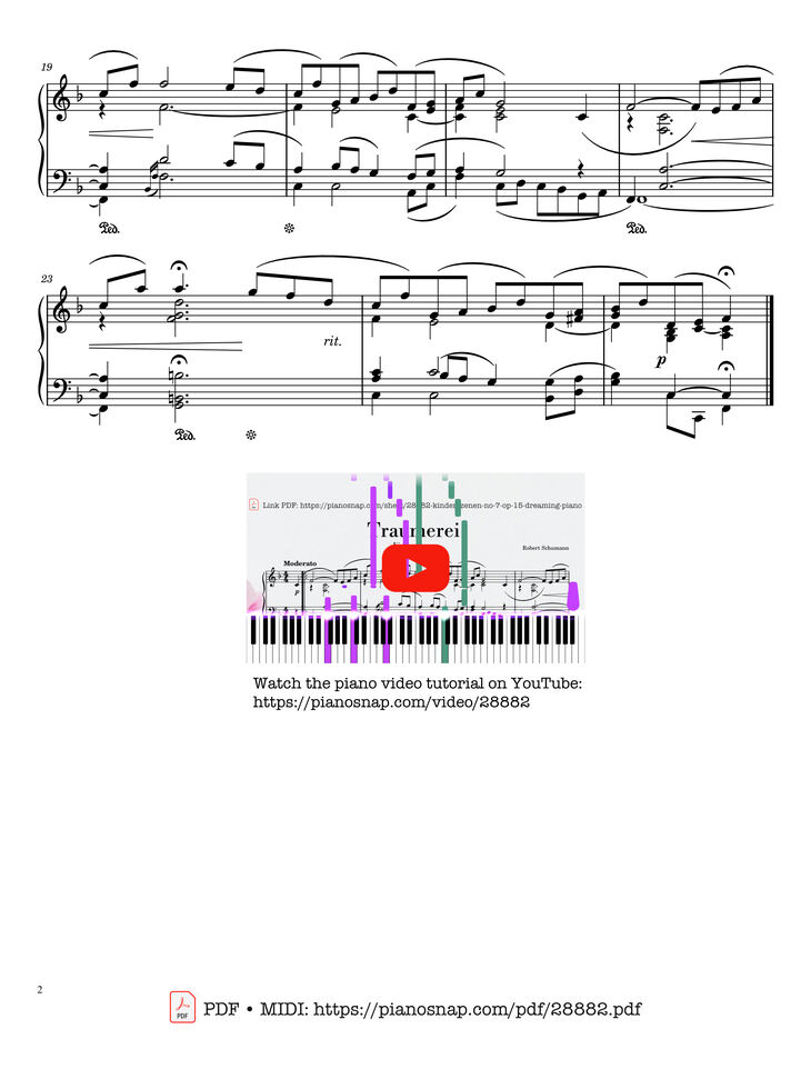 Page 2 of the piano sheet music PDF Piano – Traumerei Kinderszenen Piano by Robert Schumann
