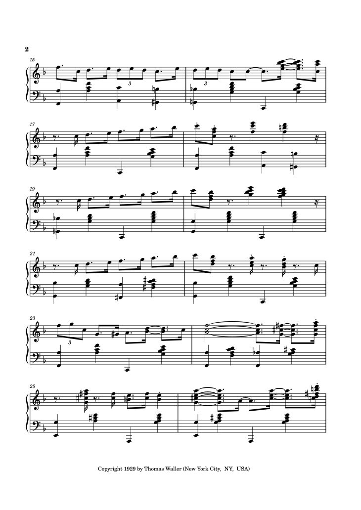 Page 2 of the piano sheet music PDF – Handful of Keys Piano by UrFavRagtimeGuy 